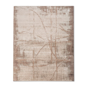 พรมขนสัตว์และไหมไผ่ถักมือสีเบจและสีน้ำตาล ขนาด 9x12 ฟุต รูปทรงสี่เหลี่ยมผืนผ้า สำหรับห้องนั่งเล่นหรือทางเดินในบ้าน-AKWB-3565 - Product Image 1