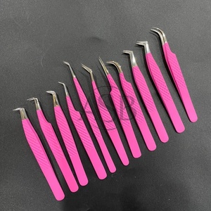 แหนบต่อขนตาสแตนเลสแบบญี่ปุ่นด้ามเพชรสีชมพูยอดนิยมใช้ติดฉลากได้อย่างยั่งยืน - Product Image 4