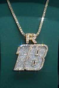 Pendentif de luxe en argent sterling 925 personnalisé avec numéro 18 et diamant Moissanite, avec breloque R, unisexe, pour soirée, style Hip Hop, pendentif statement - Product Image 3