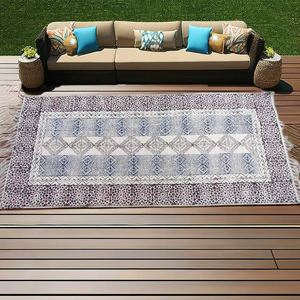 Nouveauté 2025, tapis bohème en coton 100% de designer, écologique, fait à la main, imprimé à la main, tapis brodés, intérieur/extérieur - Product Image 1