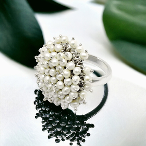 Anillo de perlas de agua dulce de último diseño para mujer, joyería clásica hecha a mano de Plata de Ley 925, proveedor mayorista de India - Product Image 1