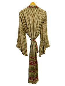 Albornoz largo peso ligero Vintage Sari Robe suave playa fiesta vestido indio hecho a mano seda Kimono - Product Image 5