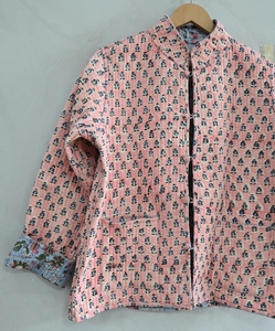 Chaqueta acolchada de algodón Reversible para mujer, estilo bohemio estampado en bloque, ropa de invierno hecha a mano, precio al por mayor - Product Image 3