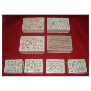 Good Quality Indian Soapstone Hand Carving Jewelry Natural Stone <b>Boxes</b> And Assorted Design Jewelry Box For Buyers In Best Price - Product Image 1