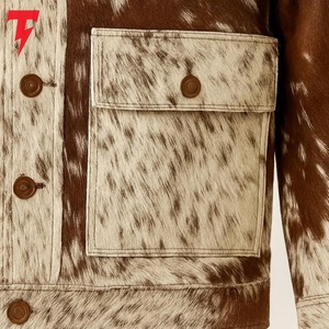 Veste en cuir de vachette vieilli pour homme avec imprimé peau de vache naturelle, imprimé animal, veste en cuir de vache du fabricant - Product Image 6