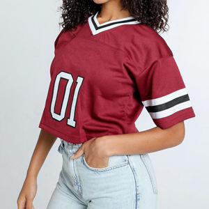 Maillot de football américain blanc à bas prix maillot de gros femmes maillot de football personnalisé maille coupe ample épaule tombante col en V - Product Image 3