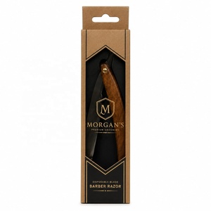 Stainless Steel Single Blade Razor for <b>Men</b> Face & <b>Bikini</b> Use Barber Shop Use Black Handle with Gold Accent - Product Image 2