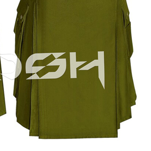 Personalizado Hombres Escocés Verde Algodón Deporte Cargo Kilt con Bolsillos Laterales Moda Utilidad Kilt Proveedor De Pakistán - Product Image 5