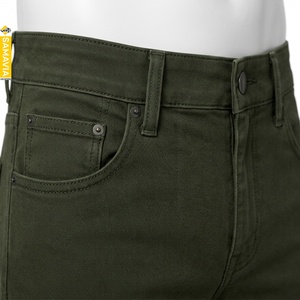 SAMAVIA Jeans de Mezclilla de Algodón para Hombre, Corte Recto, Color Verde Oliva, Cintura Alta, Corte Regular, Estilo Casual, Fabricante Mayorista OEM - Product Image 4