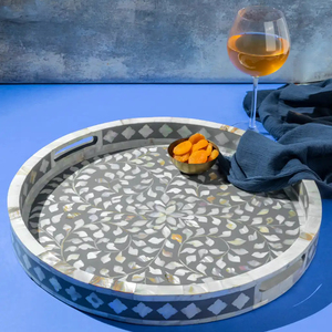 Bandeja de servicio hecha a mano antigua de tamaño personalizable de gran venta, la mejor calidad con Incrustaciones de nácar, estilo moderno - Product Image 1