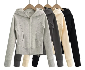 Sudadera Corta con Capucha para Mujer, Moda 2025, Estilo Único, Personalizable OEM, Talla Grande, para Invierno y Primavera, con Cierre - Product Image 6