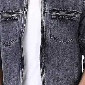 Vêtement d'extérieur décontracté pour homme, veste en jean longue et surdimensionnée, vêtement d'extérieur décontracté avec boutons en laine et en tissu, manteau pour l'automne pour homme - Product Image 6