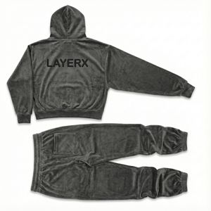 Ensemble de survêtement pour femme 2026, à capuche, uni, en velours 300 g/m², léger, avec strass, velours côtelé, pantalon court ample à chevilles pour streetwear - Product Image 2