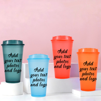 Gobelets à café en plastique scintillants de 16 oz avec couvercles, gobelet translucide réutilisable avec logo personnalisé pour café froid, boissons glacées, café
