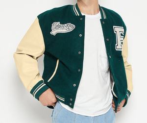 Veste universitaire personnalisée pour homme, mélange de laine, manches en cuir, boutonnée, veste de baseball universitaire, fabricant OEM, vente chaude - Product Image 2