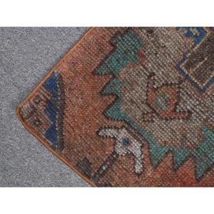 พรมตุรกีขนาดเล็ก 1.2x2.3 ฟุต พรมวินเทจรักษ์โลก สีน้ำตาลลายปะติด ทำจากขนสัตว์ พร้อมแผ่นรองหลังทำจากยางลาเท็กซ์ - Product Image 5