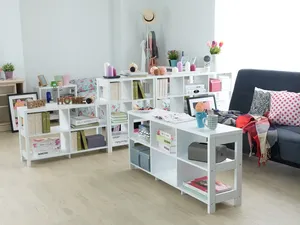 Mueble de TV abierto independiente de 6 unidades, estanterías de madera, estante organizador de almacenamiento - Product Image 5