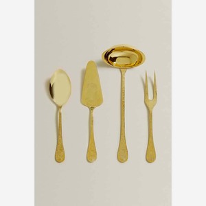 Wholesale Stainless steel gold plated serving spoon set with Long Sharp end design <b>thin</b> handle modern spoons set - Product Image 6