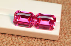 Pierre précieuse saphir rose cultivée en laboratoire Taille émeraude 14x10mm Pierre saphir rose à facettes Gemmes saphir en vrac - Product Image 6