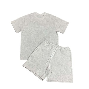 Summer 100% Cotton Men's <b>Sets</b> Short Sleeve T-shirts + Mid Rise Wide Leg Shorts Print Heavy Weight 320g Breathable High Street - Product Image 2