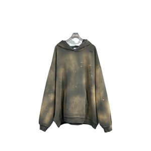 Diseño de pisada Logotipo personalizado Sun faded Print Oversized Distress Street-Wear Men Wash Hoodies Sudaderas Venta - Product Image 1