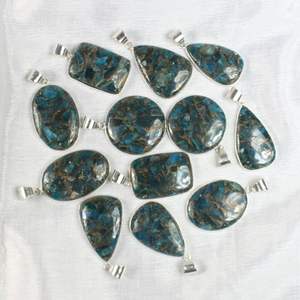 Vente en gros Style bohème cuivre néon apatite pierre précieuse pendentif à la mode lunette réglage bijoux - Product Image 4