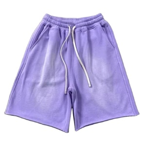 กางเกงขาสั้นออกกำลังกายเอวกลางสำหรับผู้ชาย ผ้าฝ้ายเทอร์รี่ 100% สกรีนโลโก้ได้ ล้างสีแบบวินเทจ ขอบดิบ กันยับ สไตล์ฮิปฮอป - Product Image 1