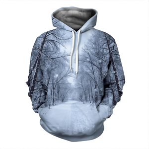 Sweat à capuche imprimé sur le thème de la chute de neige Sweat-shirt en molleton de coton avec design graphique d'hiver et options OEM/ODM - Product Image 3