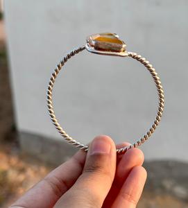 Brazalete de Plata de Ley 925 de cristal de zafiro amarillo natural, nuevo diseño, joyería fina, brazalete de plata de piedras preciosas ajustable - Product Image 3