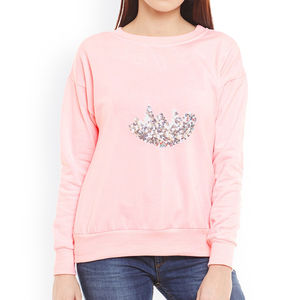 Sudaderas de lana de algodón de manga larga de Color liso con bordado de letras de colores de invierno para mujer OEM ODM con servicio transpirable personalizado - Product Image 5