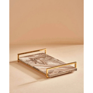 Marble Metal Food Server <b>Tray</b> Premium Quality <b>Large</b> Size Gold Polished Handles Wedding Kitchenware Elegant Food <b>Tray</b> - Product Image 1