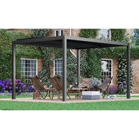 Jet-Line Dubai II Modèle 20081 Pavillon en aluminium 3x3M avec toit à persiennes coupe-vent, Tente de jardin, Auvent, 98kg, 4x4 Space Arbours