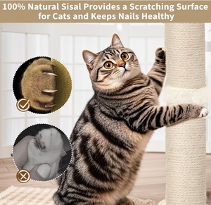 Cat <strong>Scratching</strong> <strong>Post</strong> Cat Furniture for Indoor Cats Scratcher Tree Tower with Hanging and Ball Track Activity Center for <strong>Kitten</strong> - Product Image 2