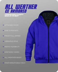 Sweat à capuche de moto blindé en Kevlar 100% coton de qualité supérieure Protection approuvée CE Sweat à capuche de moto de style décontracté - Product Image 5