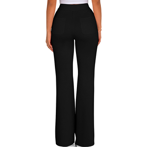 Pantalones de chándal acampanados de peso pesado personalizados OEM, pantalones de chándal acampanados de Color sólido con cordón de alta calidad para mujer - Product Image 2