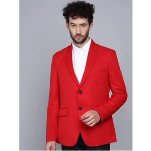 Blazer formel pour homme de qualité supérieure, couleur rouge, finition lisse, pour les réunions d'entreprise et les occasions spéciales, disponible en solde - Product Image 1