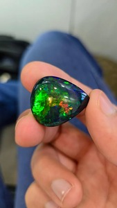 Natural Ethiopian Black <b>Opal</b> Cabochon. Top quality piece. 11.67 Cts Total. World class quality <b>Opal</b> Cabochon - Product Image 2