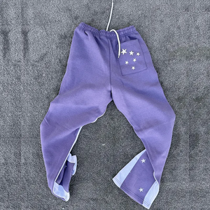 Chándal acampanado con lavado ácido y cremallera de retazos unisex personalizado, conjuntos de pantalones de chándal y Sudadera con capucha para invierno, chándales Vintage Sun Fade - Product Image 5