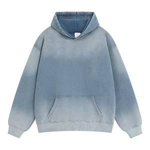 Sweat à capuche uni épais 400GSM en coton polaire surdimensionné fabricant de sweat à capuche personnalisé sweat à capuche court lourd lavé à la pierre - Product Image 6