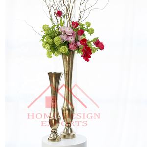 Florero de trompeta dorado superventas 2025, jarrón de suelo, centro de mesa de boda de Metal hecho a mano y decoración de jardín, último diseño - Product Image 6