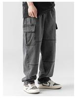 Jeans pour hommes de haute qualité, personnalisés, à la mode, gris noirâtre, baggy cargo, coupe droite, nouveau style de jeans grande taille en coton/élasthanne