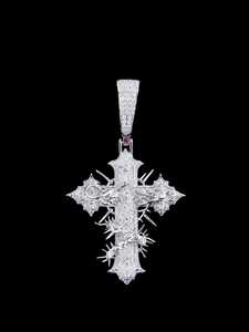 จี้เพชรมอยส์ซอไนต์รูปไม้กางเขนสีเย็นดีไซน์เป็นหนามสำหรับงานเลี้ยงงานแต่งงานและของขวัญที่ทันสมัย - Product Image 4