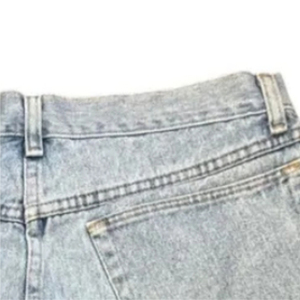 Pantalones cortos de mezclilla de algodón azul claro 100% Estilo Vintage recto de cintura media con punto - Product Image 6