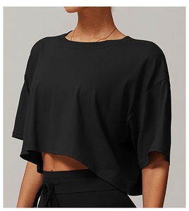 เสื้อยืดครอปสำหรับผู้หญิงขนาดใหญ่เสื้อครอปเปล่าสำหรับใส่ออกกำลังกายเล่นกีฬาฟิตเนสยิม - Product Image 6