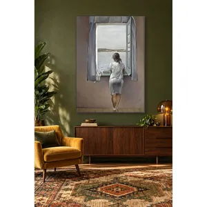 Fida Dali Femme regardant la mer depuis une fenêtre, impression sur toile - Product Image 4