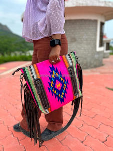 Couverture de selle aztèque péage à la main sculpture frange fronde bohème aztèque sacs en tissu Collection élégante sacs de vente chaude pour les femmes - Product Image 5