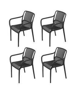 SET 4 Sedie da Pranzo Impilabili in Plastica Contemporanee per Arredamento Casa 56.5x55x82cm Uso Esterno - Product Image 3