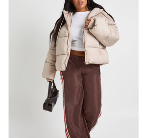 Veste d'hiver courte matelassée pour femme, style hip-hop, avec fermeture éclair, style anglais, manteau matelassé polo, vente en gros - Product Image 2