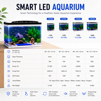 Aquarium de bureau intelligent 32L verre ultra-clair avec circulation d’eau intelligente et éclairage LED, kit complet d’aqua