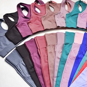 Mallas de yoga sin costuras de cintura baja para mujer, pantalones de entrenamiento de gimnasio con mallas deportivas de patrón sólido - Product Image 5